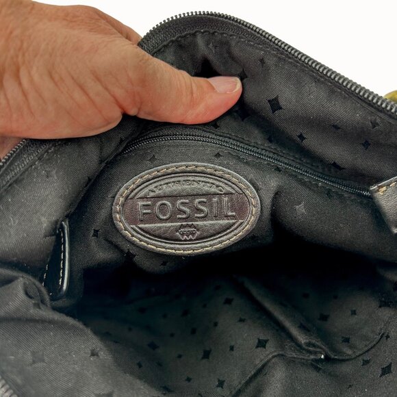 FOSSIL MORGAN TRAVELLER BLK PEBBLED LEATHER ORGANIZER CROSSBODY MESSENGER BAG - Picture 10 of 12